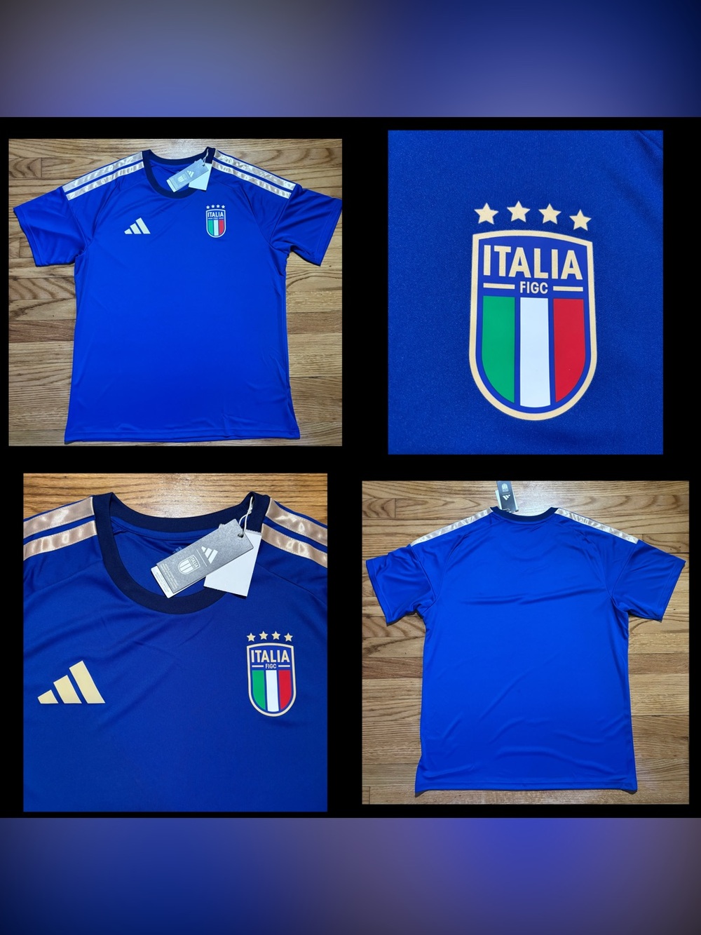 Adidas Italy Soccer Jersey Blue Short Sleeve Men’s sz NEW!!